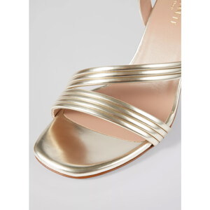 LK Bennett Edita Gold Strap Block Heel